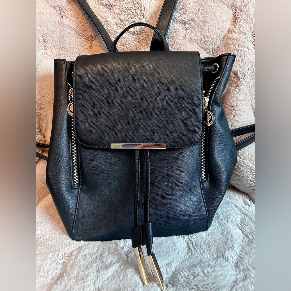 Faux Leather Backpack School Bag Student Backpack Women Travel bag Black Mini - Picture 2 of 16